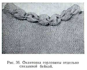 Окантовка горловины отдельно связанной бейкой